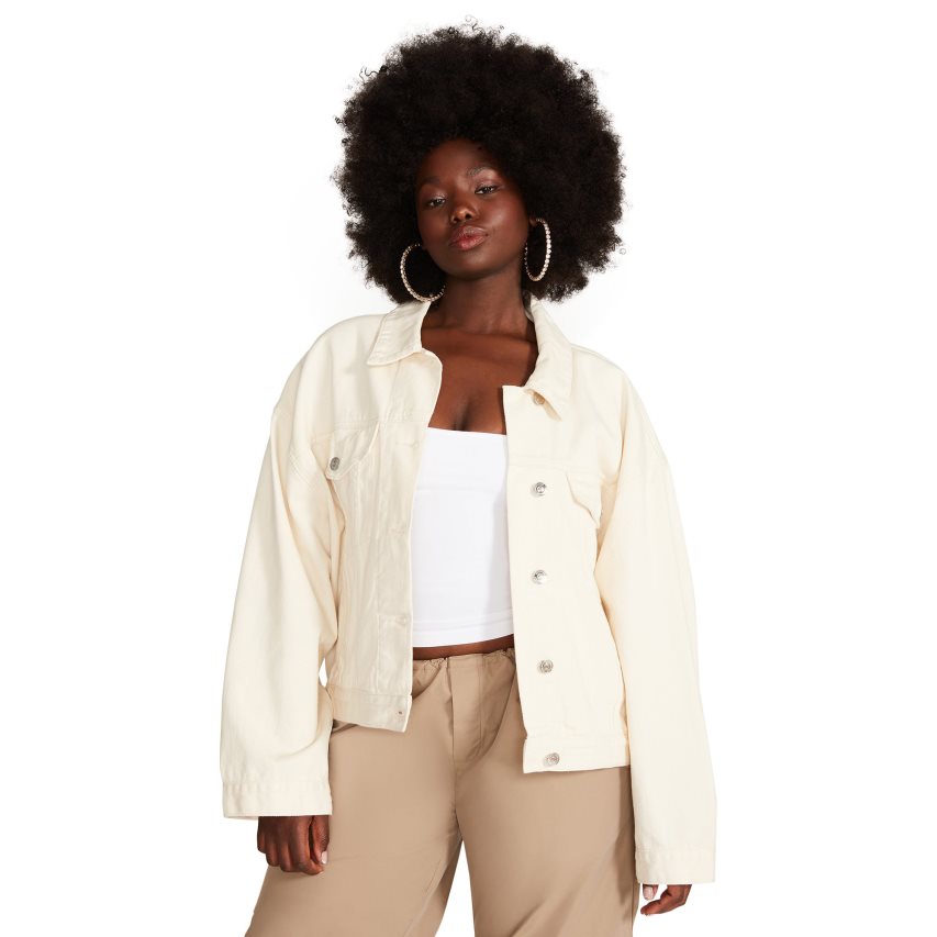 Chaquetas Steve Madden Sienna Denim Mujer Creme | ES ZMSE82